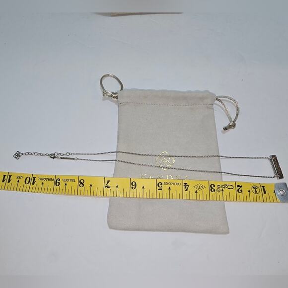 Kendra Scott Leanor Silver tone Multicolor Drusy bar Necklace Multi Drusy - Picture 8 of 10